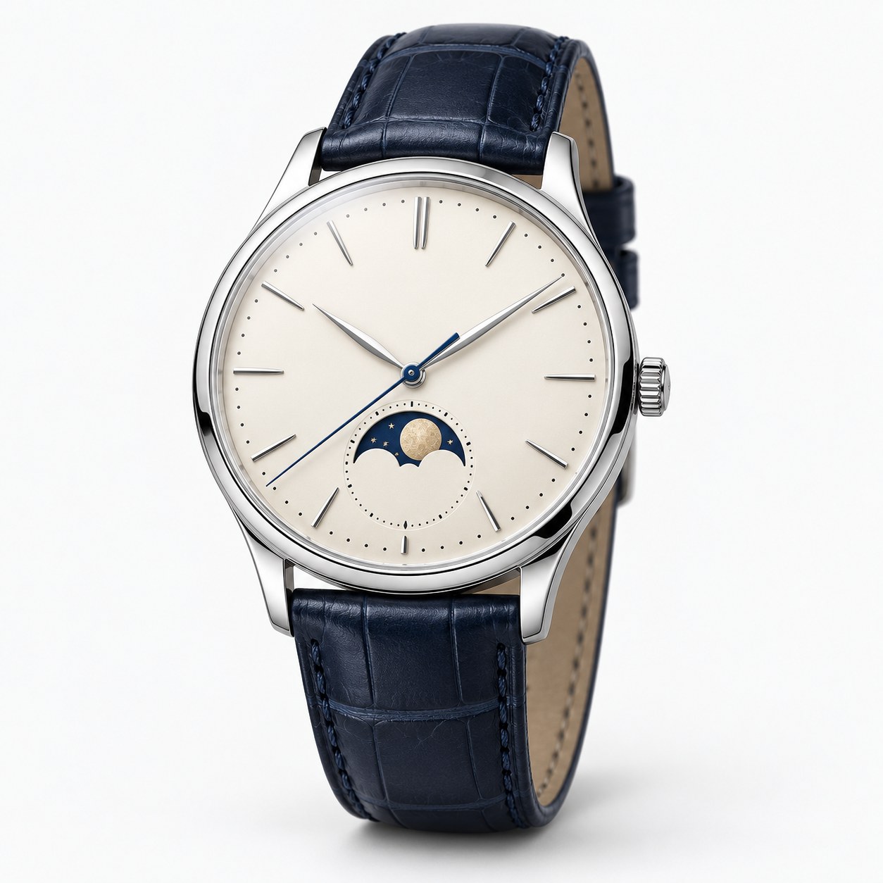 Calibre Review moonphase-240 AI-generated editorial watch illustration